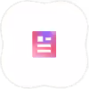 Icon of a stylized magenta and purple document with white horizontal lines representing text, on a white background with curved edges.