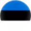 Round button featuring the Estonian flag with horizontal stripes in blue, black, and white.