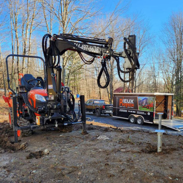 Installation de pieux vissés pour fondation