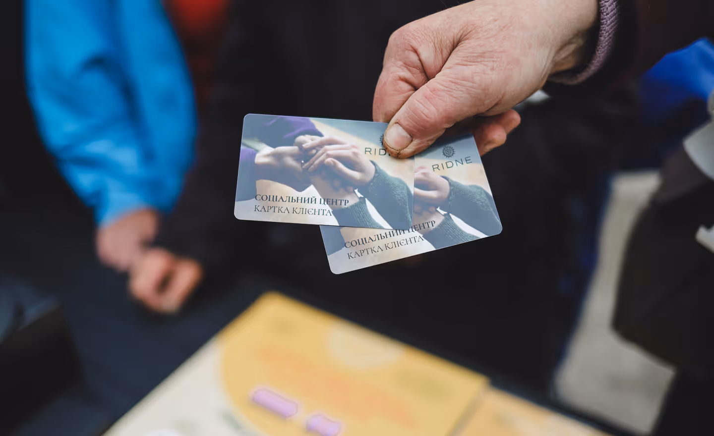 Social assistance card being issued at the Korosten Social Centre