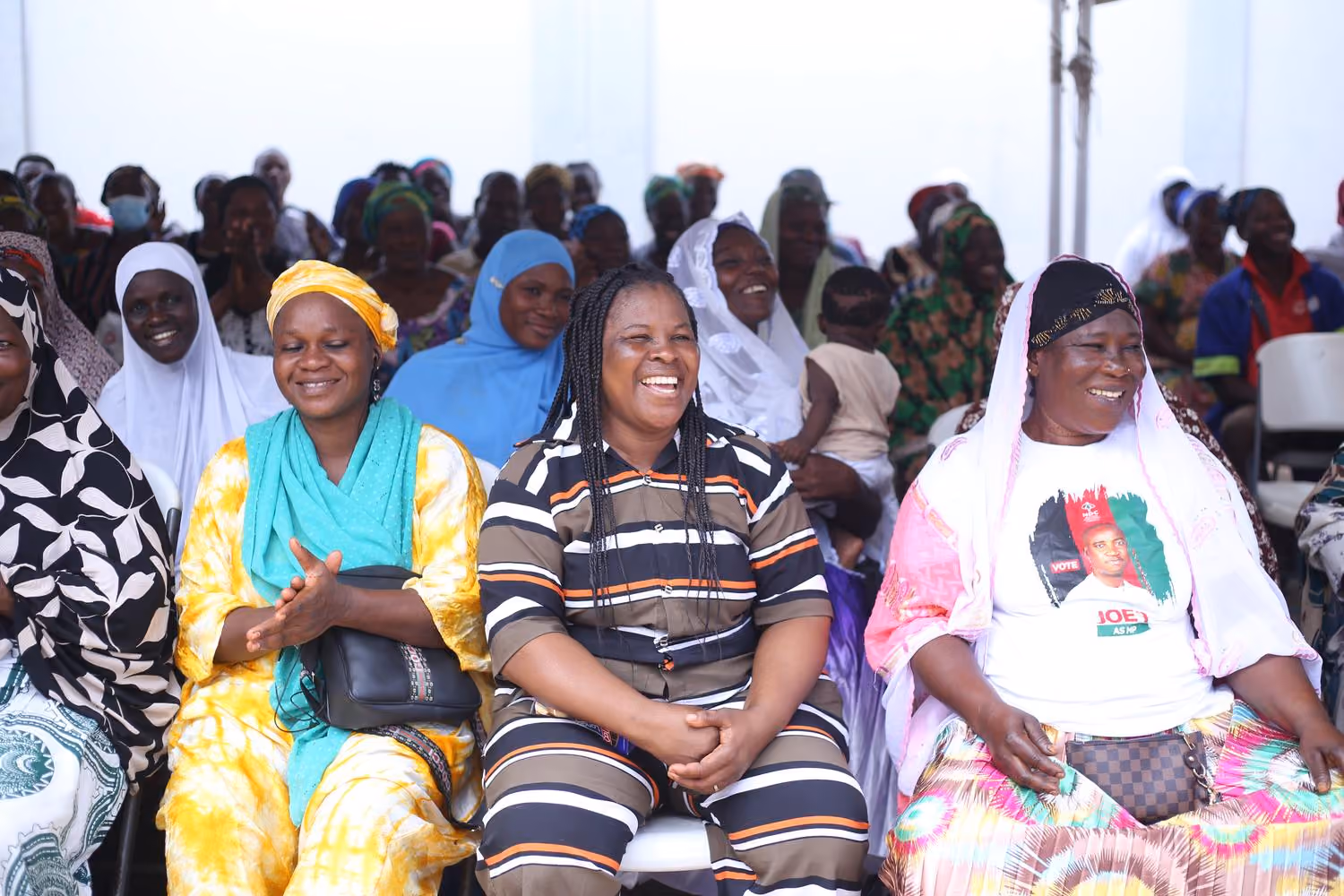 Community members attending a RIDNE food distribution