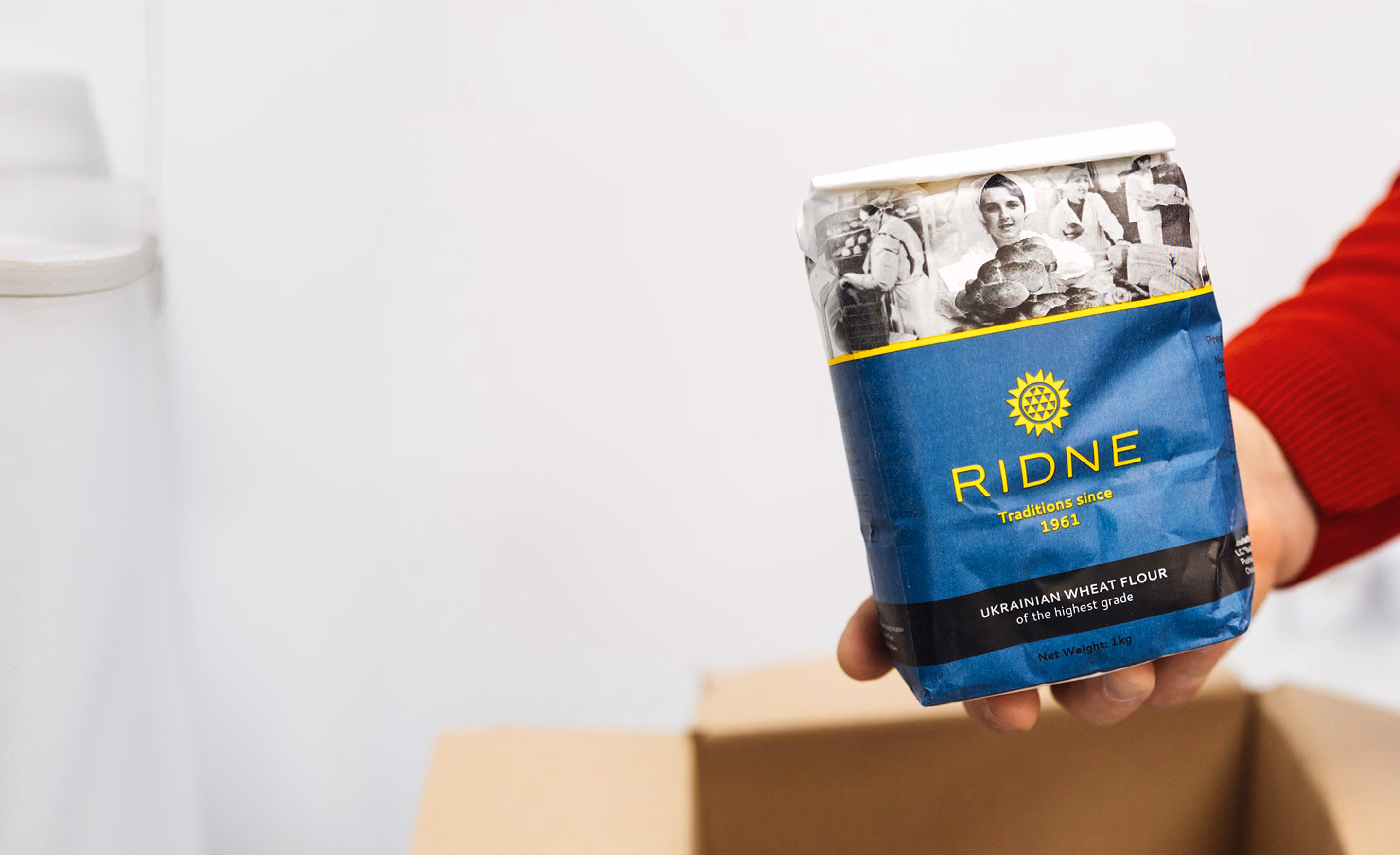 RIDNE flour package prepared for a food kit