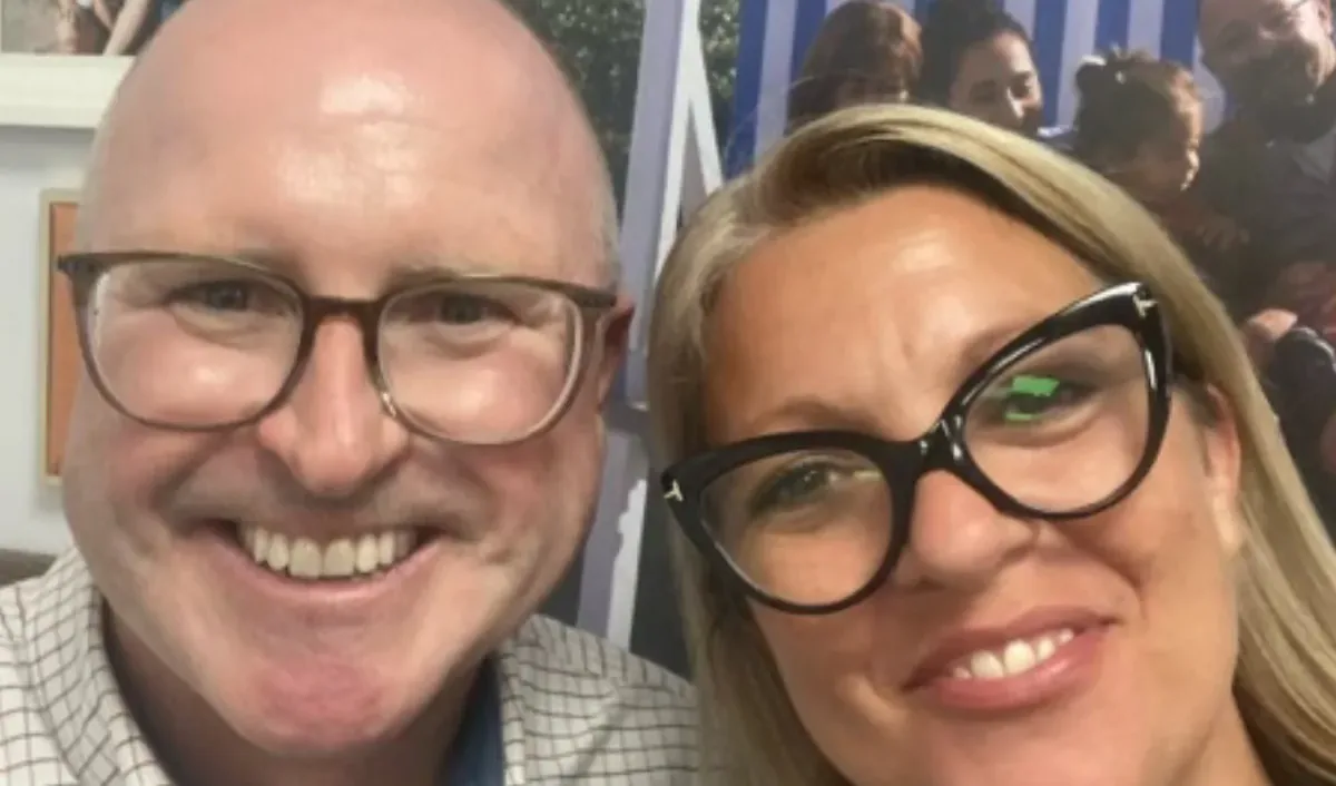 Selfie of Stephen Adams and a colleague, 2025