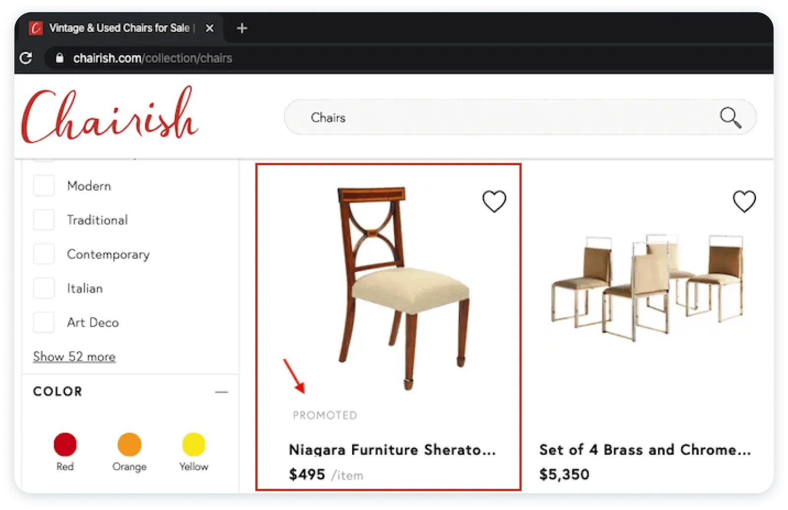 chairish sponsored listing