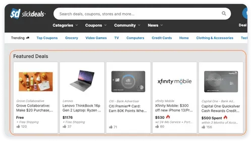 Slickdeals sponsored listings