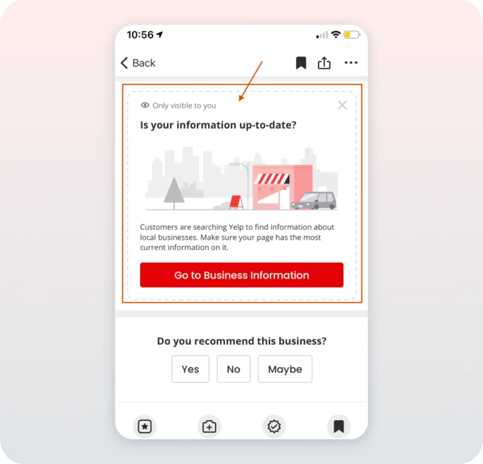 yelp promotion within its business portal