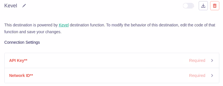 Kevel Credentials configuration in Segment