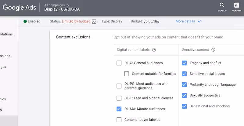negative targeting example