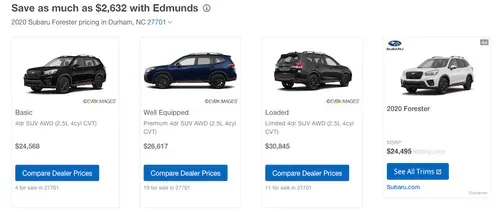 Edmunds sponsored listing example