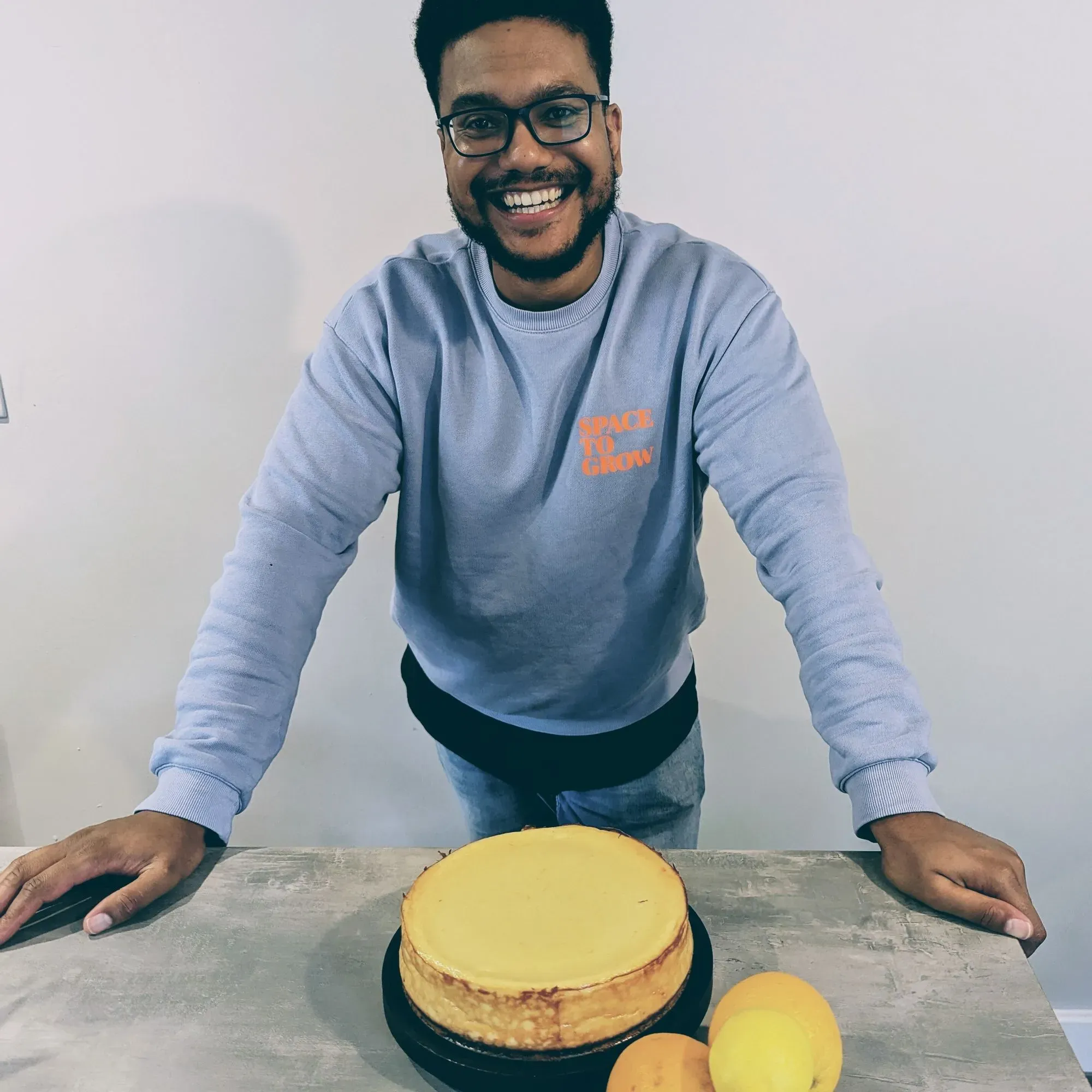 Simon with his Lemon and Orange Zest Baked New York Cheesecake