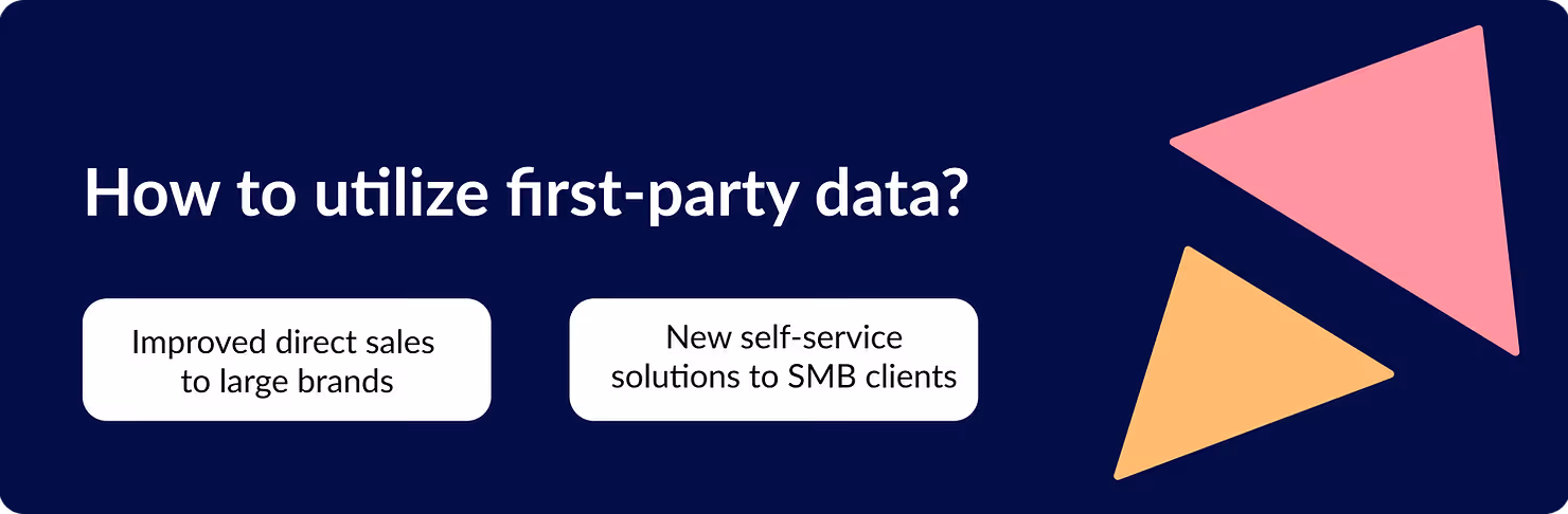 How to utilize first-party data? Improved direct sales to large brands, new self-service solutions to SMB clients.