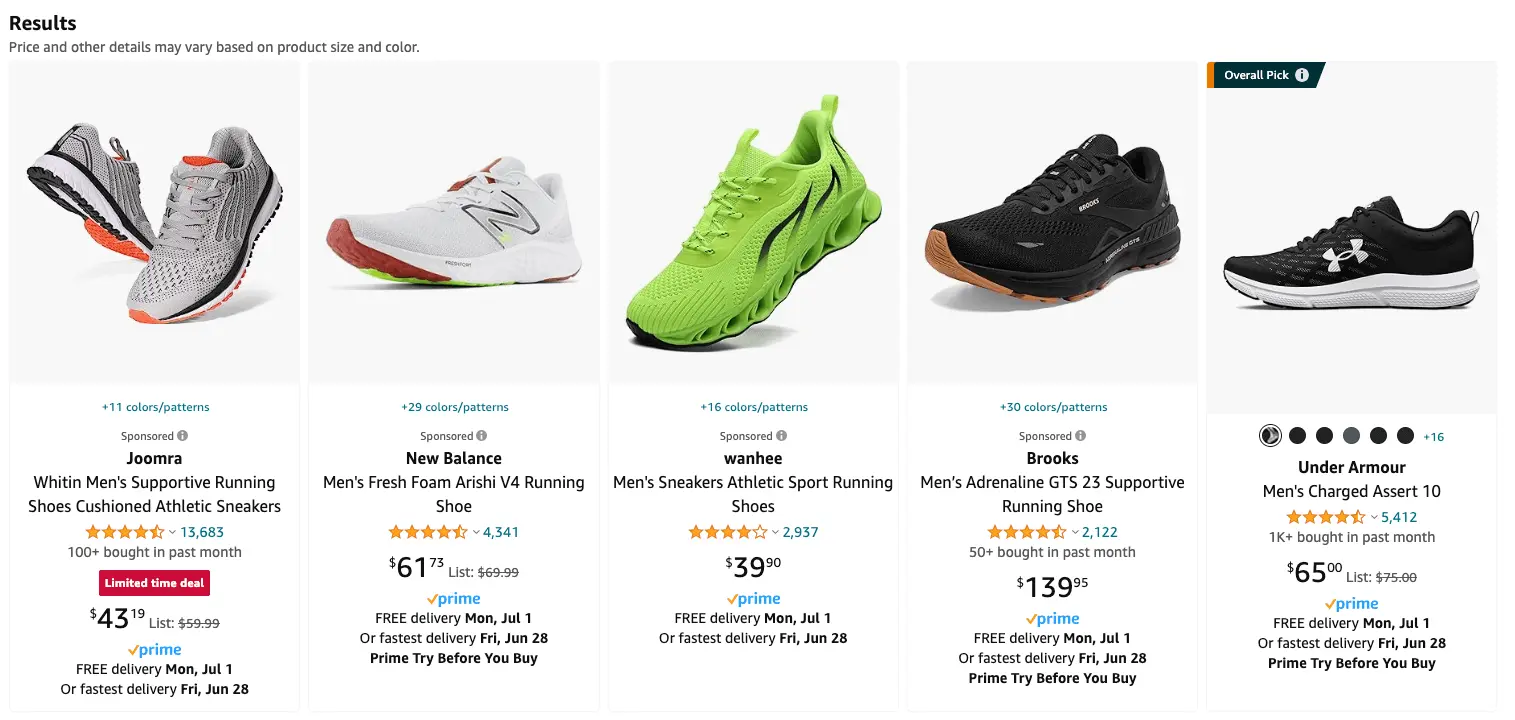 Amazon product grid