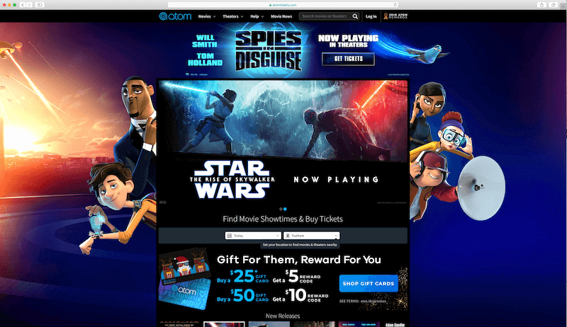 atom tickets homepage carousel