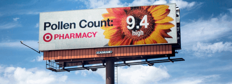 lamar billboard with local pollen count