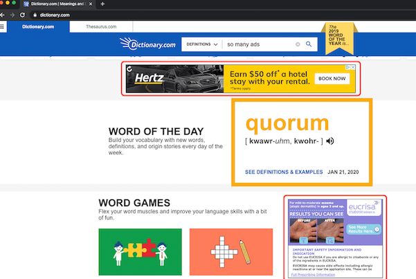 dictionary.com ads