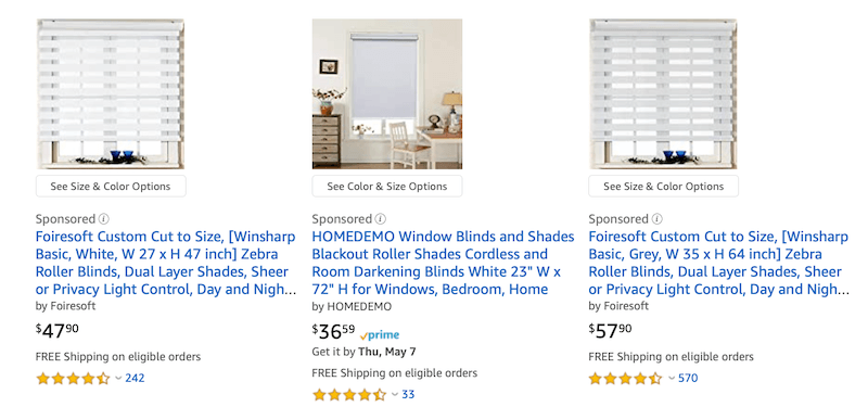 Amazon sponsored product example