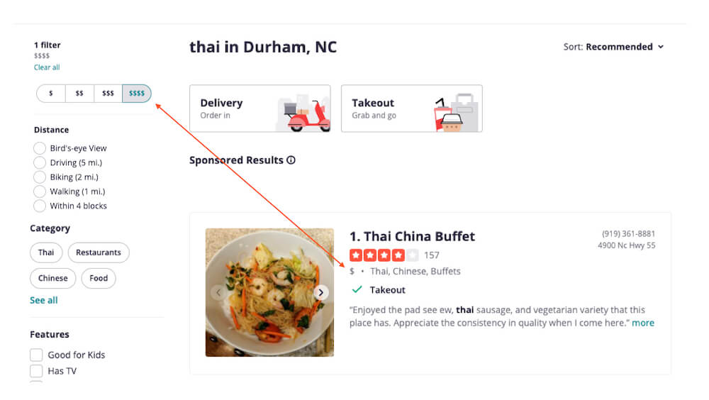 search filtering ad targeting