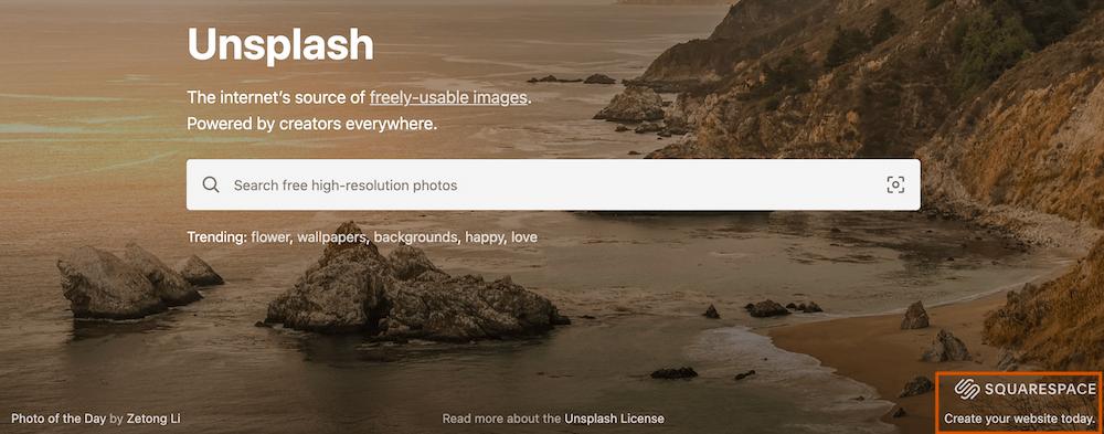 unsplash logo overlay ad
