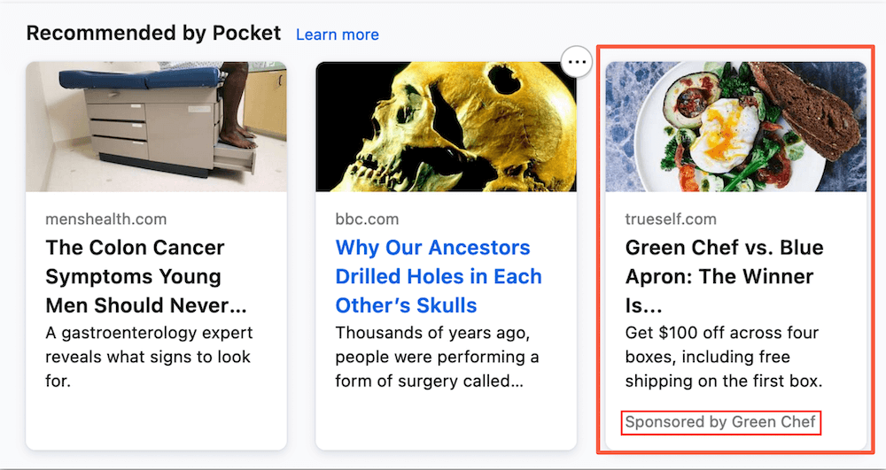 Mozilla sponsored listing