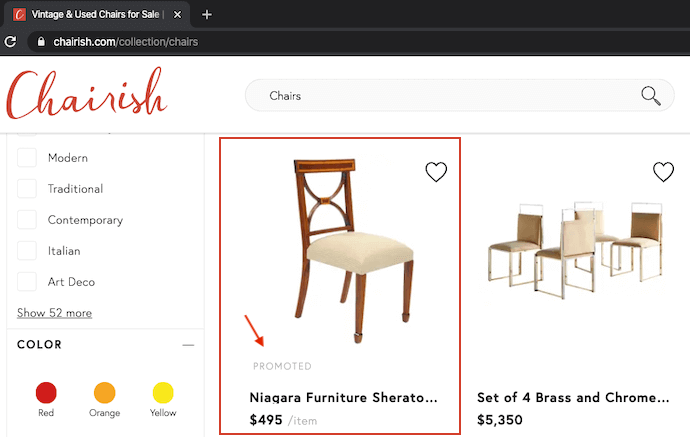 Chairish Sponsored Listings