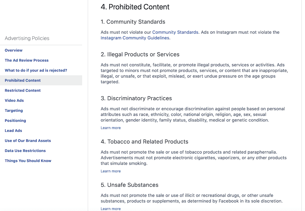 Facebook policy