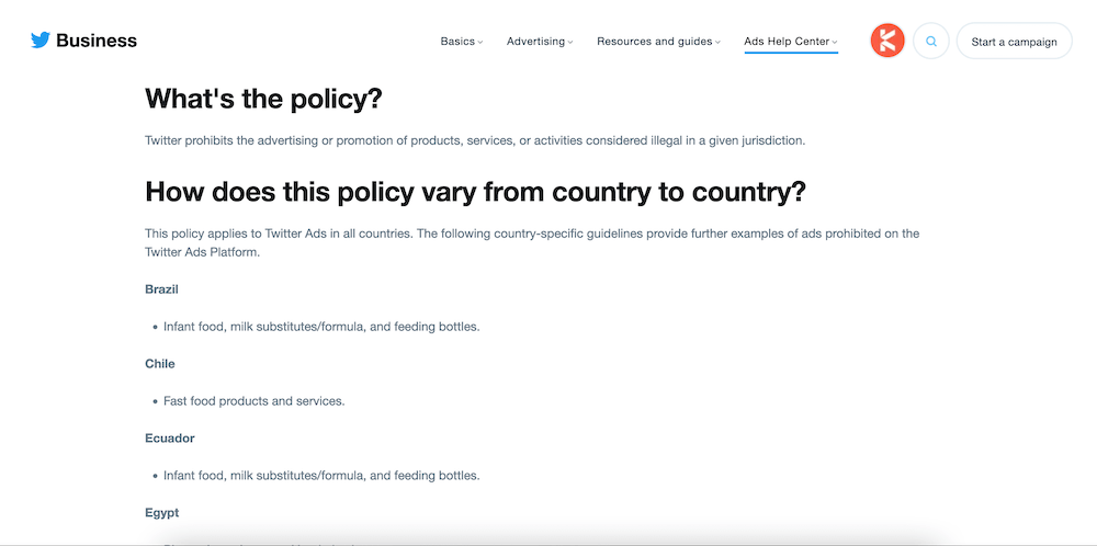 Twitter policy