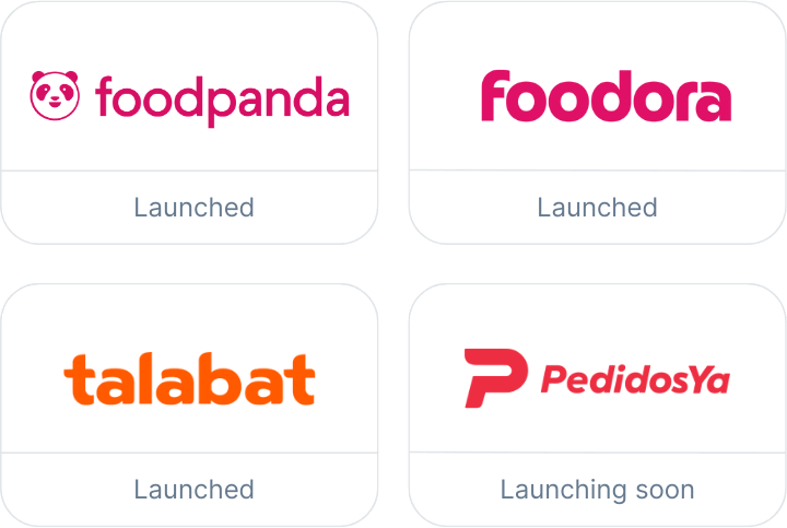 foodpanda, foodora, talabat, pedidosa logos