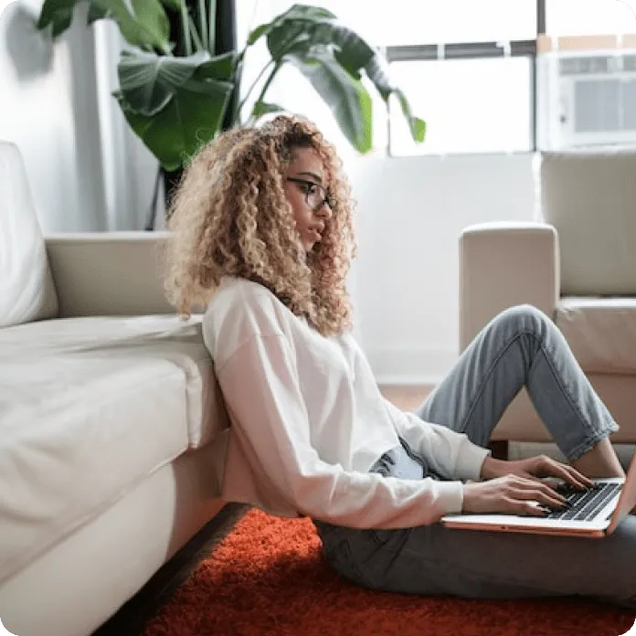 a woman working from home