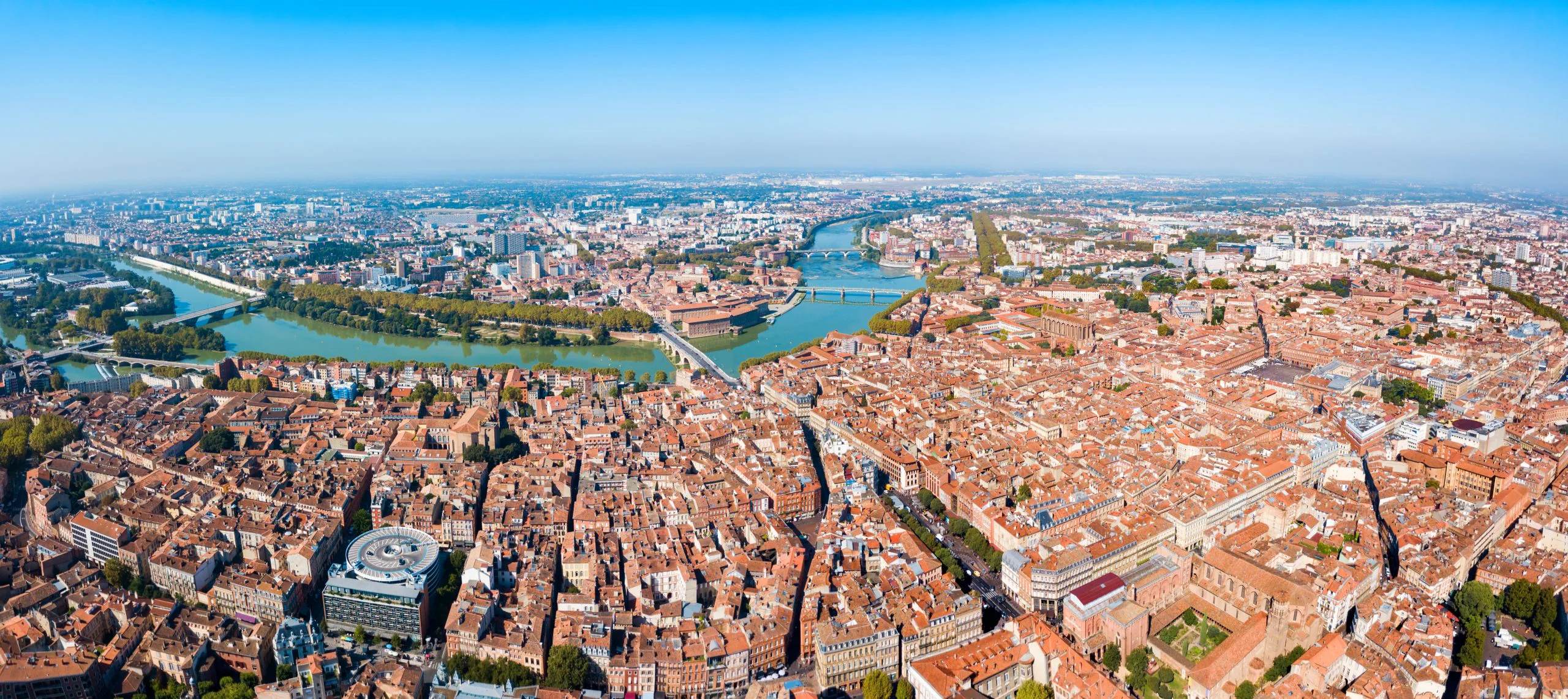 Toulouse aerial panoramic view, France