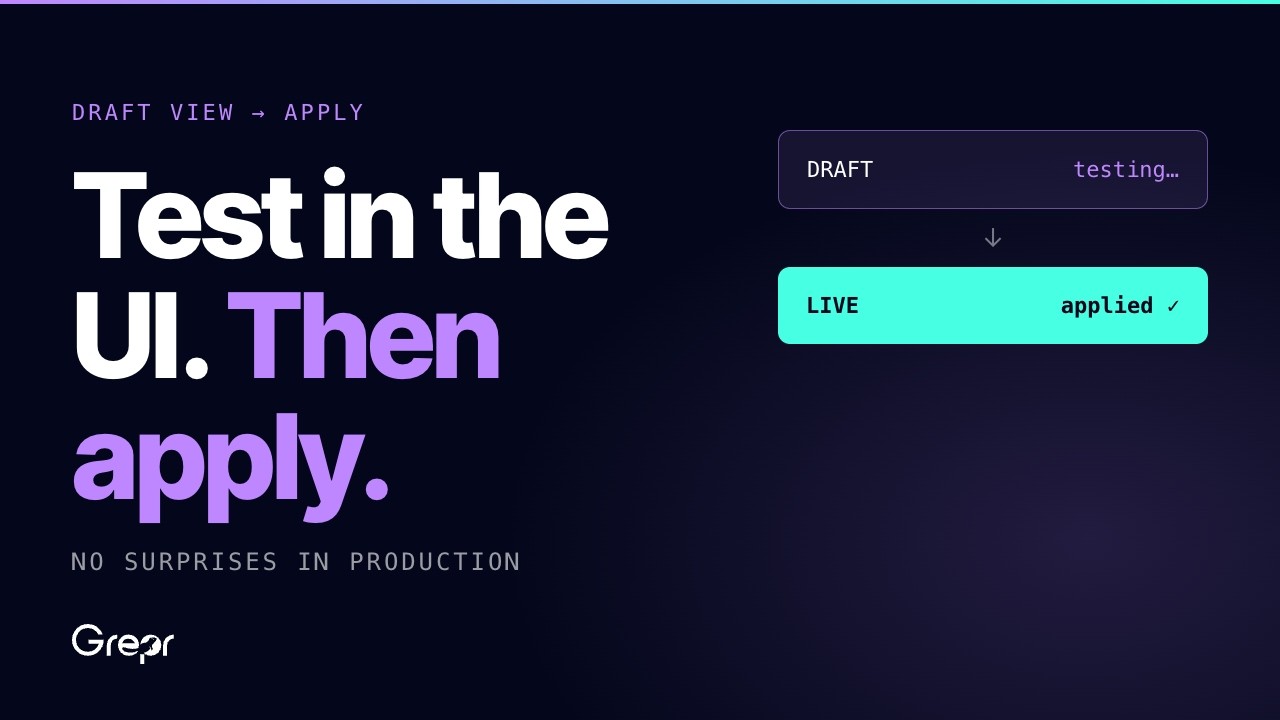 Thumbnail for Test a Grepr Pipeline Change in the UI, Then Apply It with Terraform