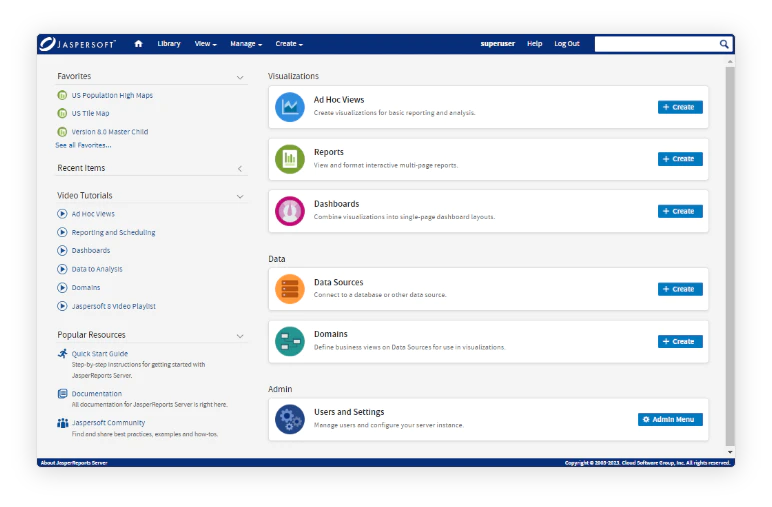 Reporting software & tools example