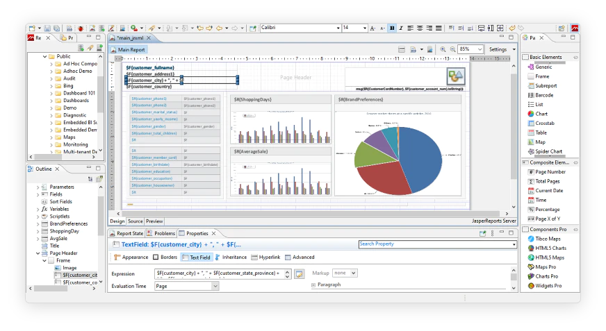 Reporting software example