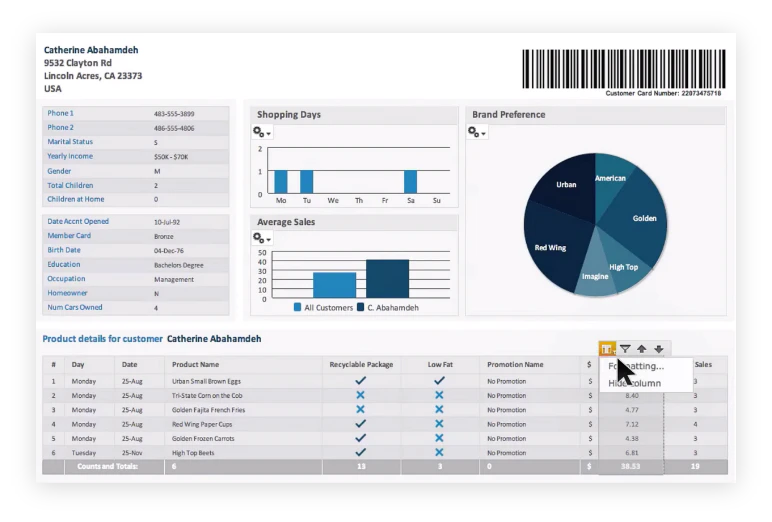 Pixel perfect reporting sample with bar codes