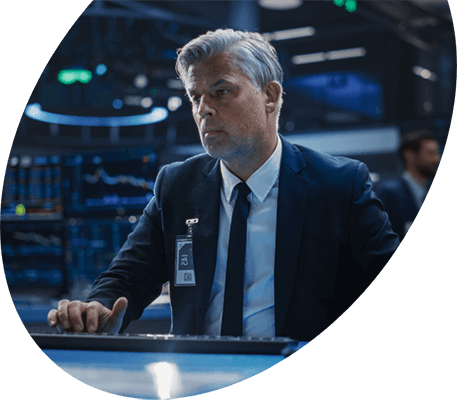 Analyst making data-driven decisions in an operations center