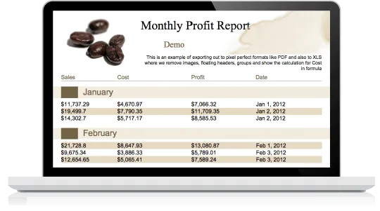 Jaspersoft software presents financial reporting to analyze profitability and growth, and take data-driven actions