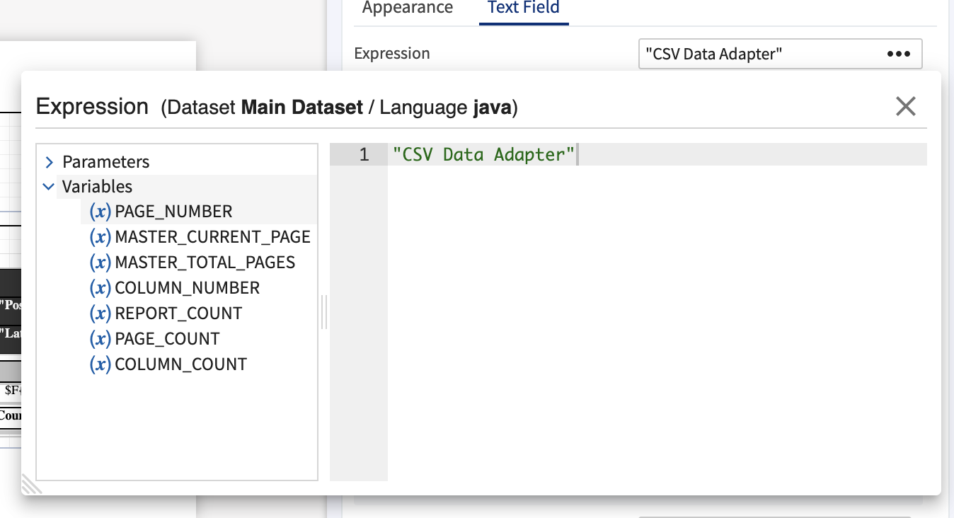 Th Expression Editor includes two panels - one shows all possible dataset objects and the second shows the expression itself
