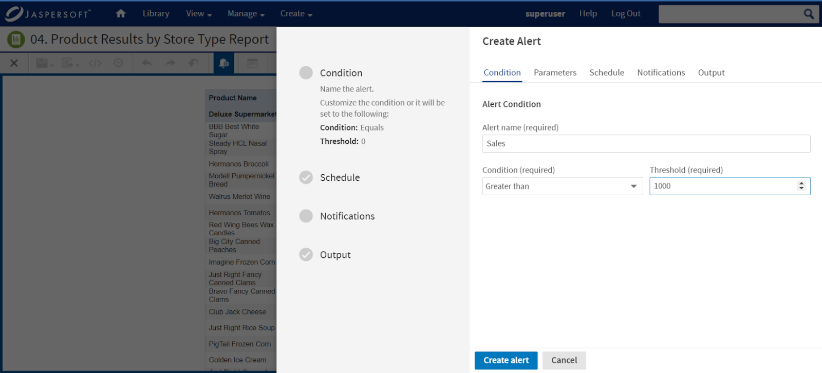 Alerting feature in JasperReports Server 9.0