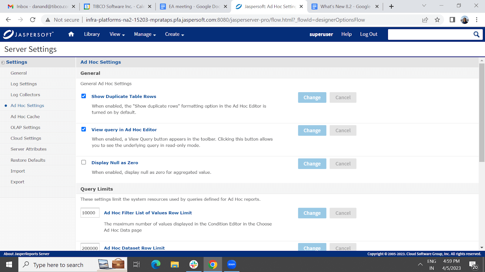 UI/UX enhancements for ad hoc settings