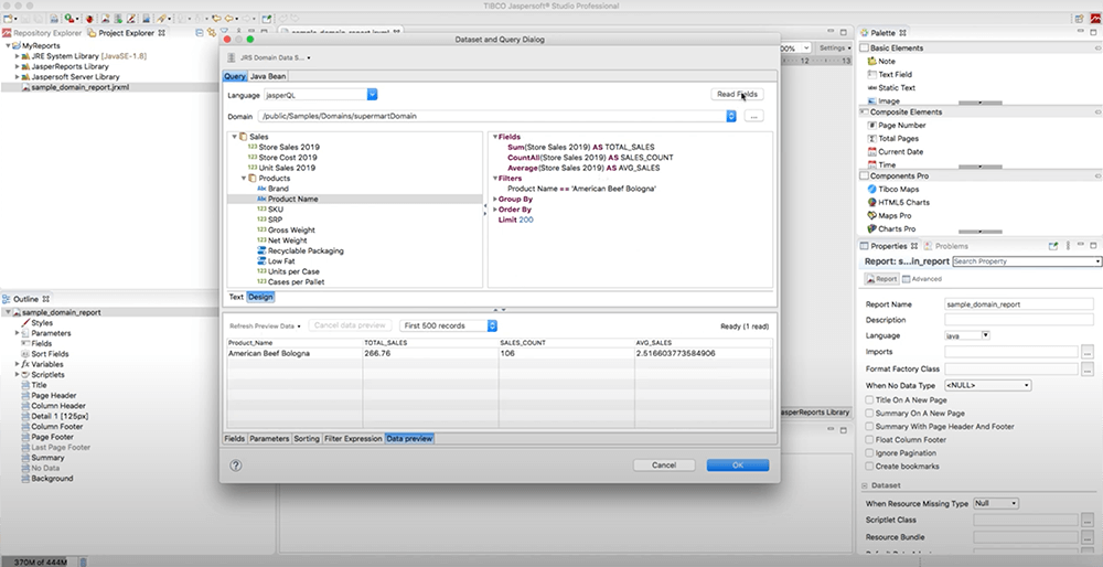 New jasperQL query language