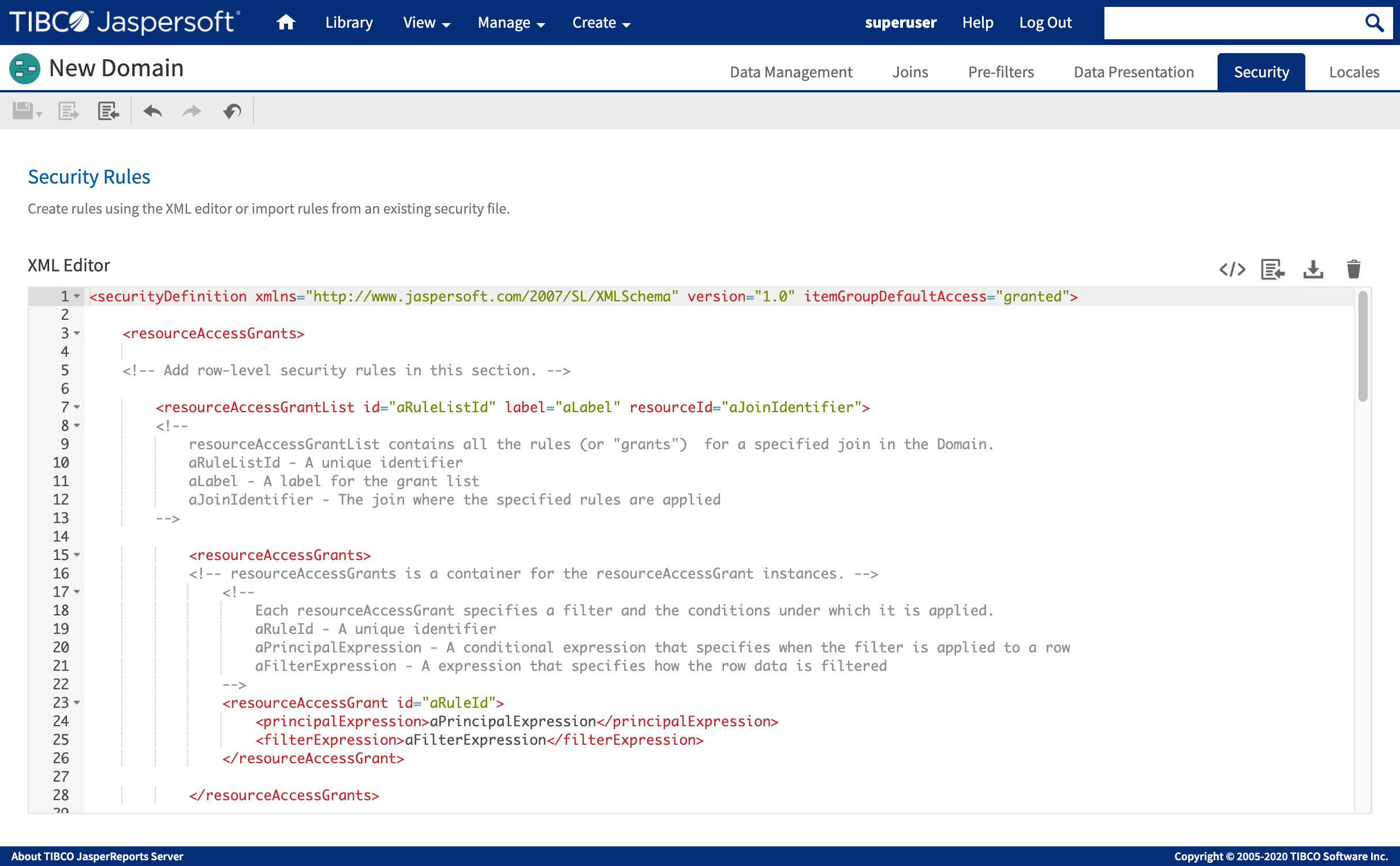 A new Security tab for the Domain Designer