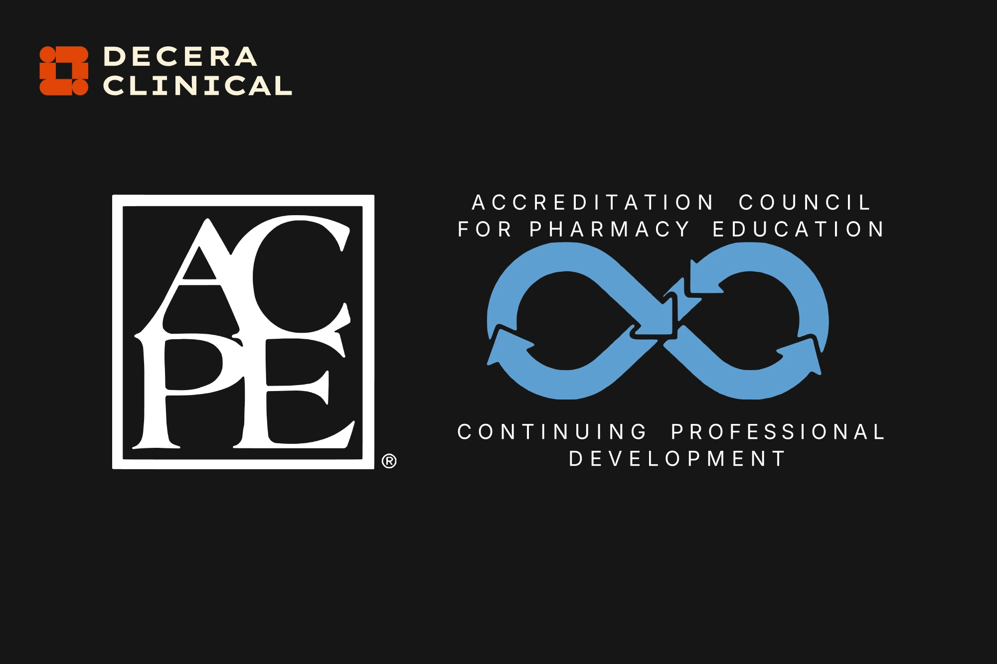 ACPE and ACPE Continuing Professional Development logos on a Decera Clinical cover