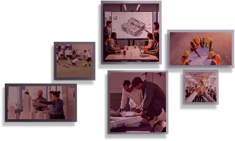 Photo frame grid of people who build vibe