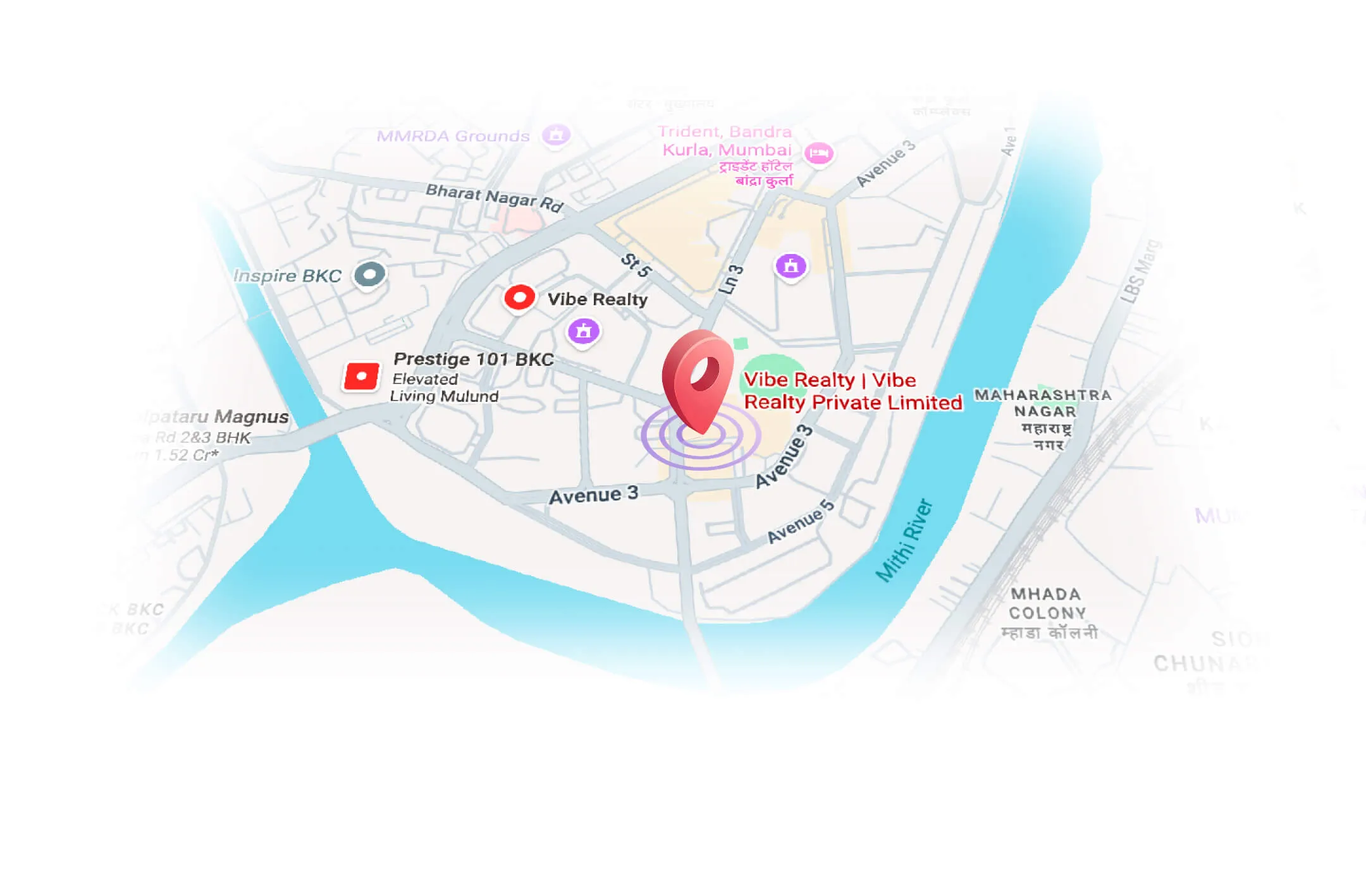 Map of the vibe Realty office location