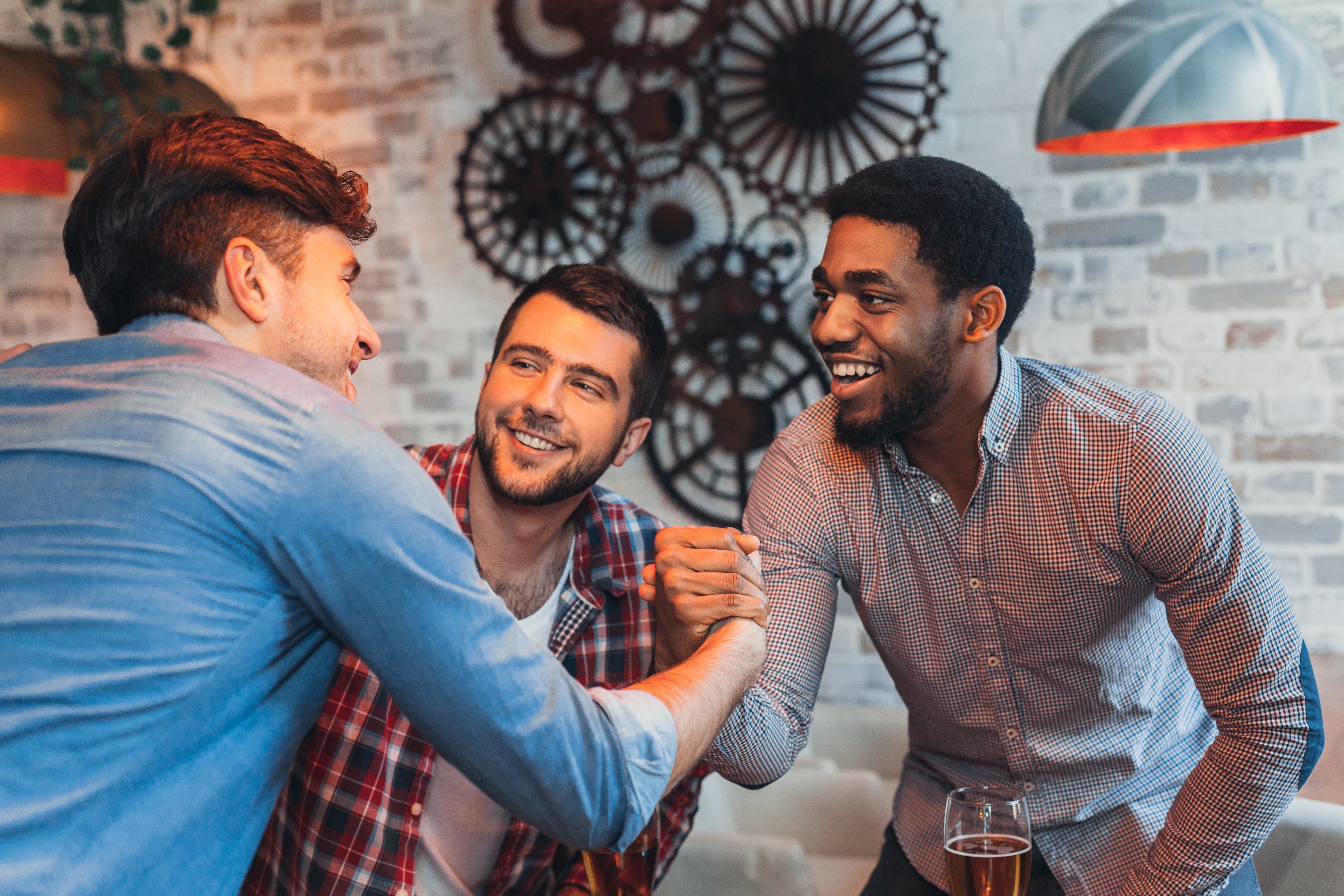 Men meeting each other stock image