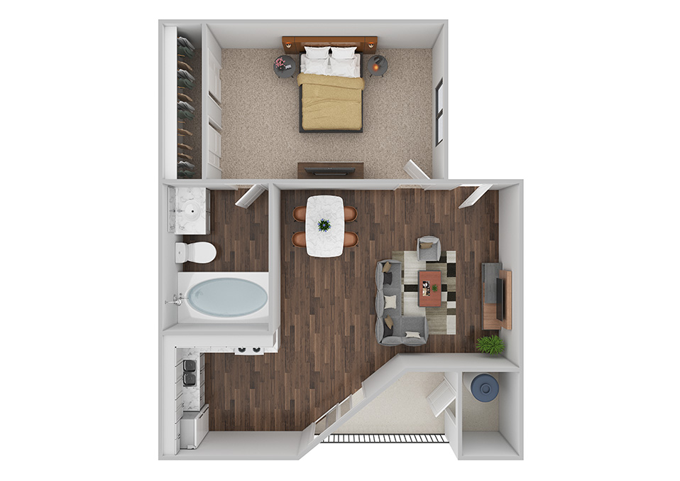 1x1 floorplan at Georgetown Park