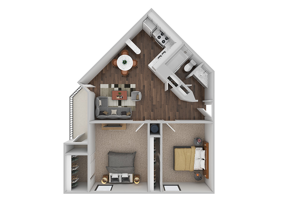 2x1 floorplan at Georgetown park Apts