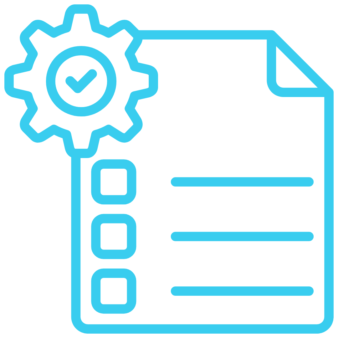 Blue user profile icon with a check mark inside a rounded square border on black background.