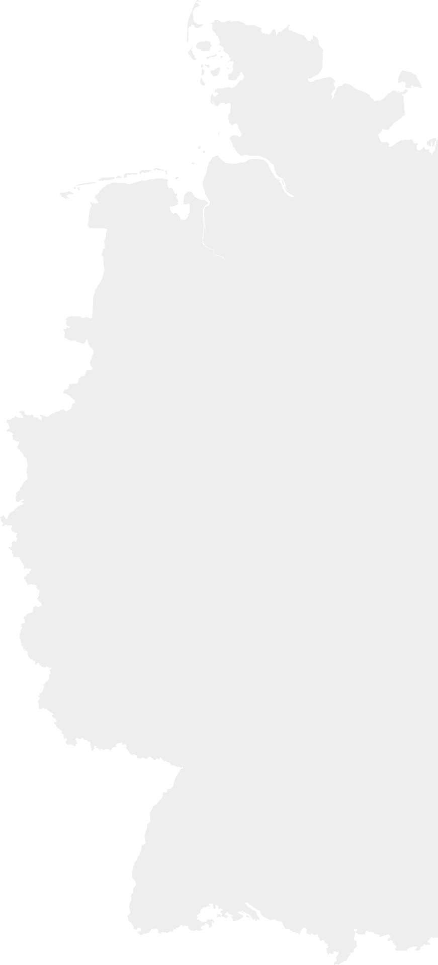 Map outline of Germany in light gray with a transparent background.