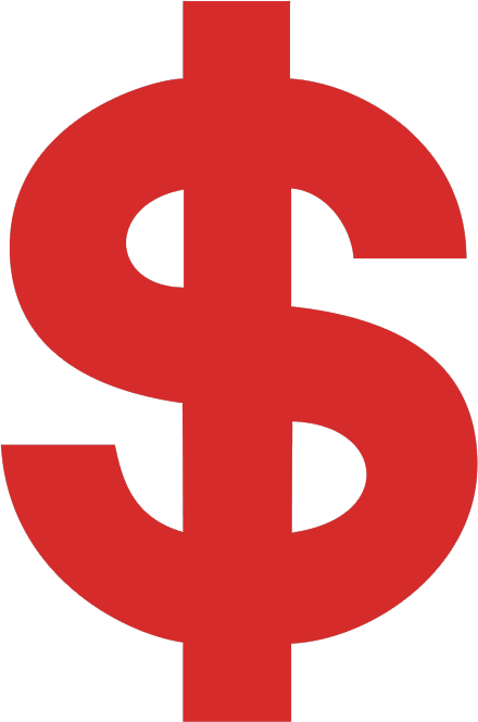 Red dollar sign symbol representing money and finance.