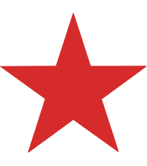 Red five-pointed star icon on a white background.
